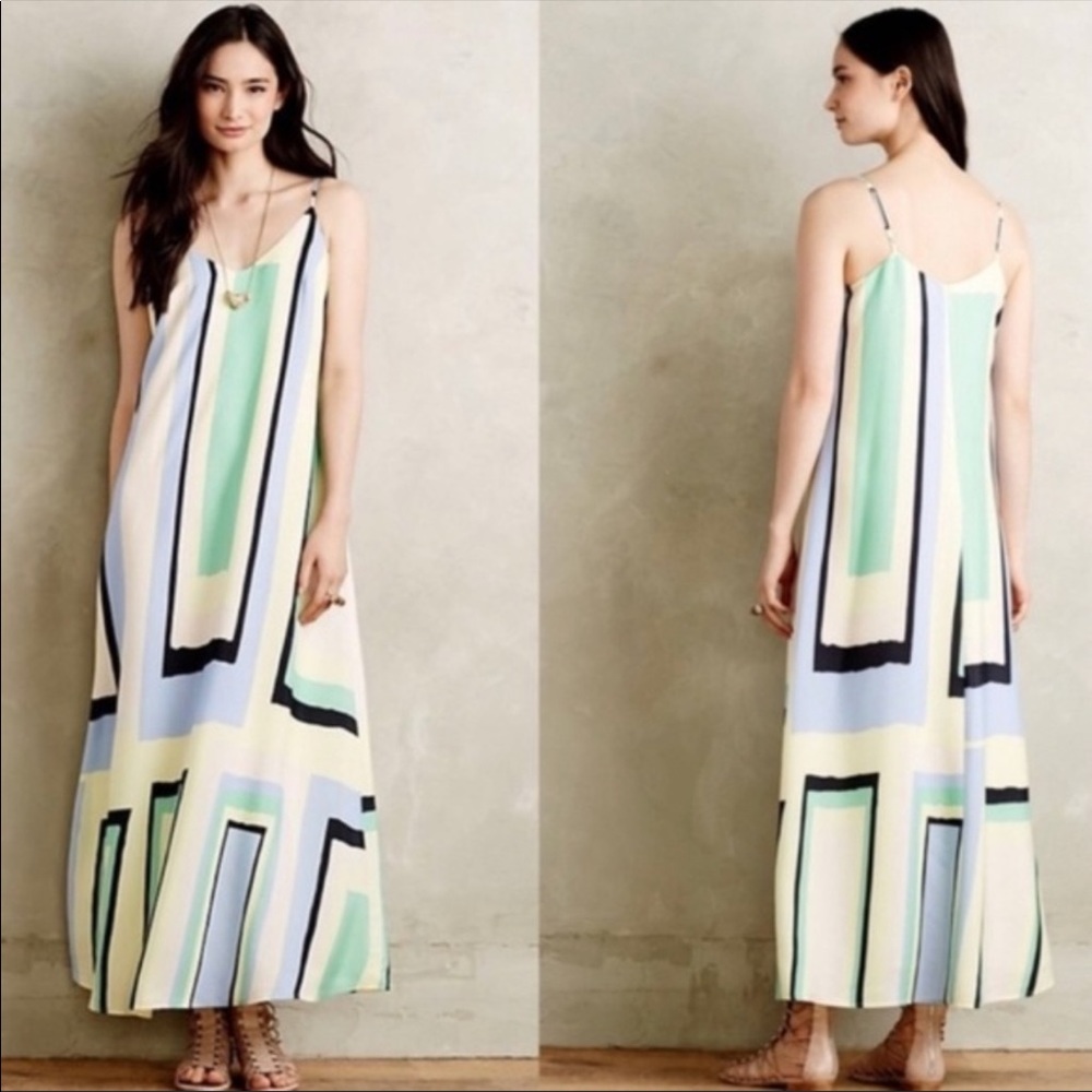 Anthropologie Mauve Abstract Dress